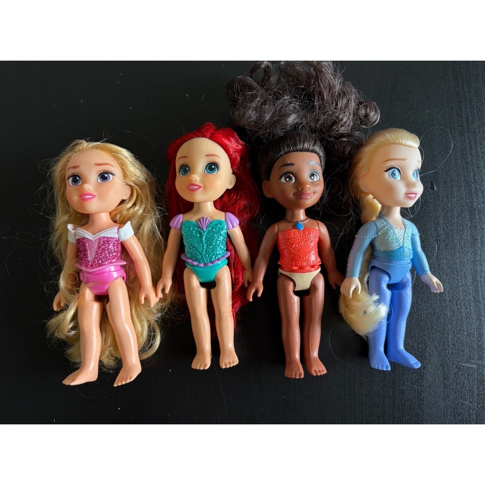 Disney Princess Toddler Dolls Jakks Pacific Lot‎ 4 6" Elsa Ariel Moana Rapunzel